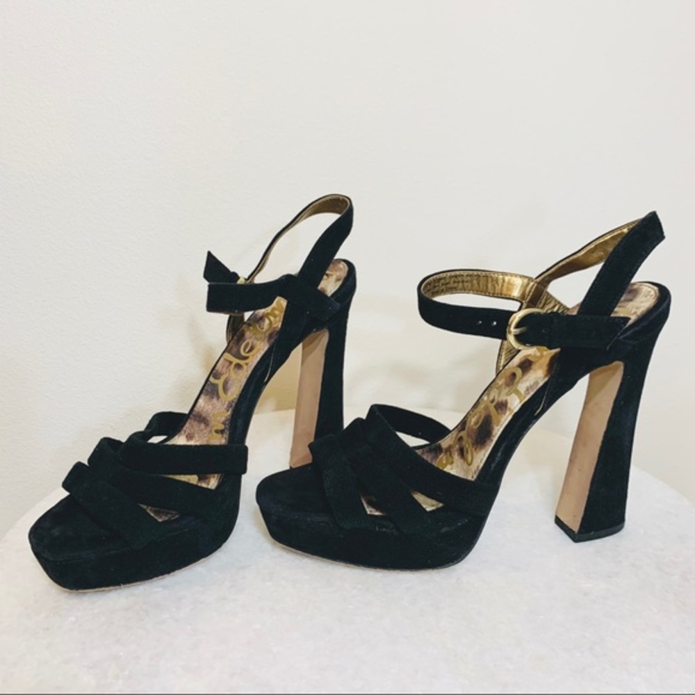 Sam Edelman Black TARYN Suede Strappy Heels